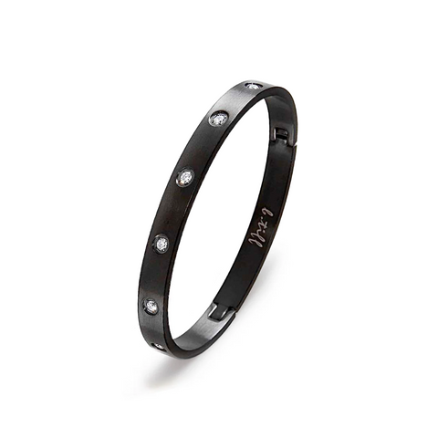 BG808B B.Tiff 8-Stone Bold Black Bangle Bracelet