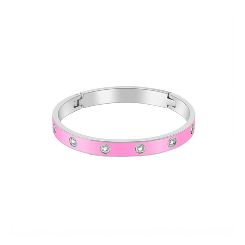 BG808EPW B.Tiff 8-Stone BARBIE Pink Enameled Bangle Bracelet