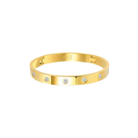 BG808GP B.Tiff 8-Stone Bold High Polish Gold Bangle Bracelet