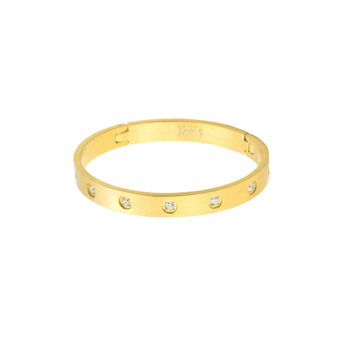 BG808G B.Tiff 8-Stone Bold Gold Bangle Bracelet