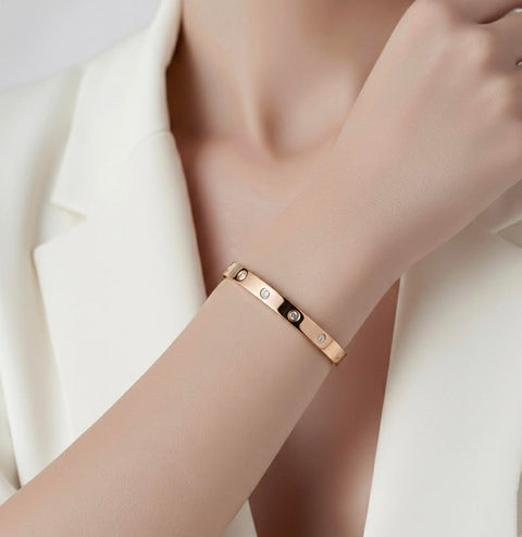 BG808RGP B.Tiff 8-Stone High Polish Bold Rose Gold Bangle Bracelet