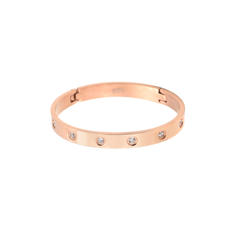 BG808RGP B.Tiff 8-Stone High Polish Bold Rose Gold Bangle Bracelet