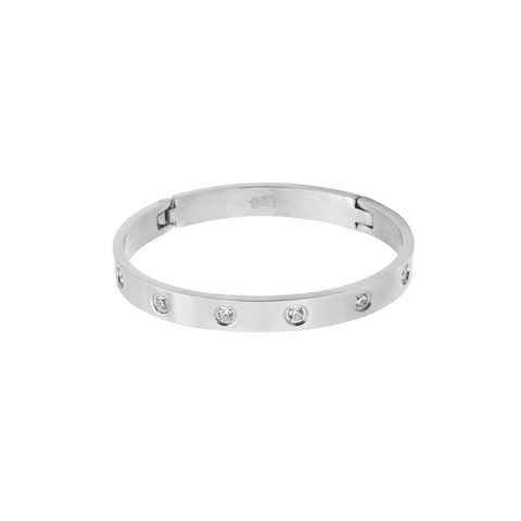 BG808WP B.Tiff 8-Stone High Polish Bold Bangle Bracelet