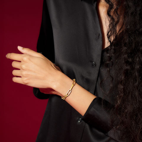 BG860G B.Tiff "Jemma" Paperclip Link Gold Plated Bracelet