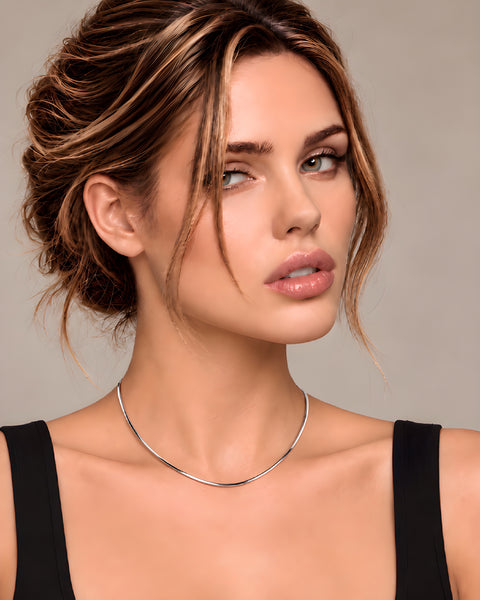 C001W B.Tiff Octagonal Herringbone Chain Necklace/ 1.5mm(An exclusive clasp design)