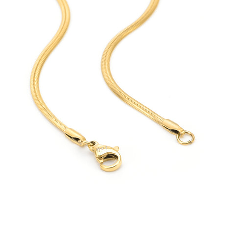 C002G B.Tiff 2mm Herringbone Gold Plated Chain Necklace
