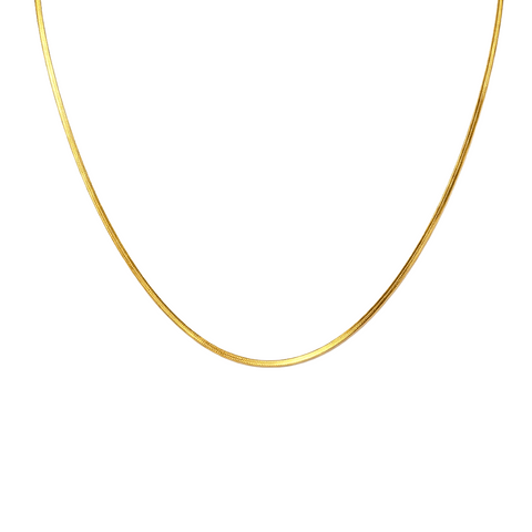 C002G B.Tiff 2mm Herringbone Gold Plated Chain Necklace