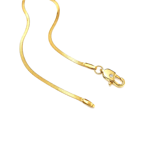 C002G B.Tiff 2mm Herringbone Gold Plated Chain Necklace