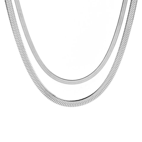 C004W B.Tiff Thin Herringbone Chain Necklace