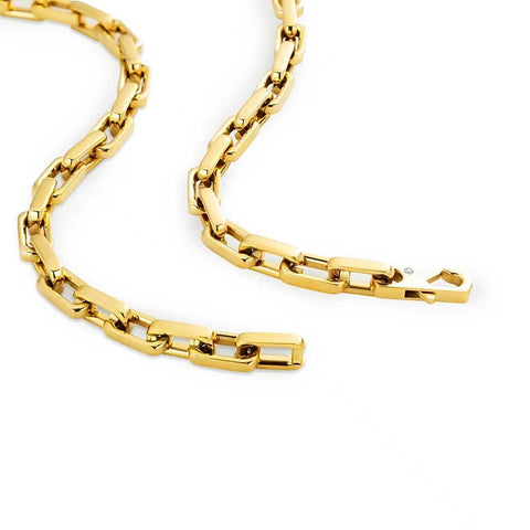 C010G B.Tiff Gold High Polish Edge Paperclip Link Necklace