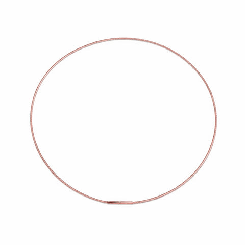 C015RG Rose Gold Structured Wire Choker Chain Necklace/ 1.2mm (An exclusive clasp design)