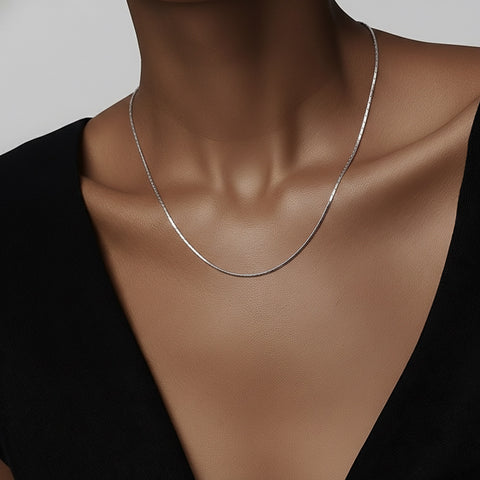 C031W B.Tiff Diamond Cut Thin Chain Necklace (An exclusive clasp design)