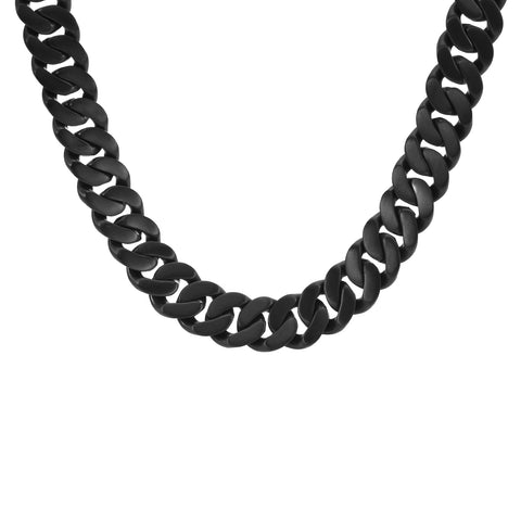 C160B B.Tiff 16mm Black Flat Cuban Link Necklace