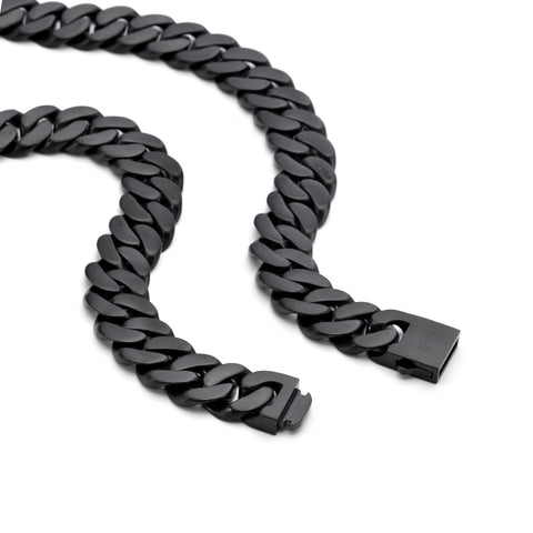 C160B B.Tiff 16mm Black Flat Cuban Link Necklace