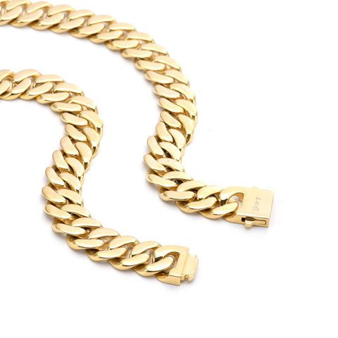 C160G B.Tiff 16mm Gold Plated Flat Cuban Link Necklace