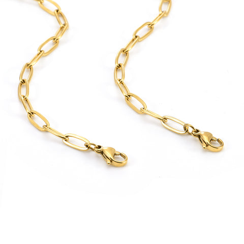 C400G B.Tiff Gold 32" Oval Paperclip Link Chain Necklace