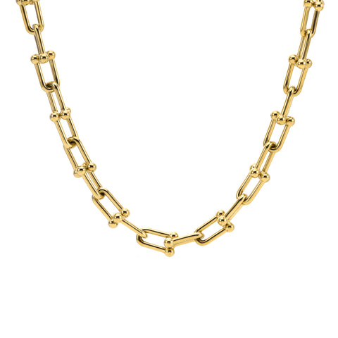 C525G B.Tiff Gold Horseshoe Link Chain Necklace