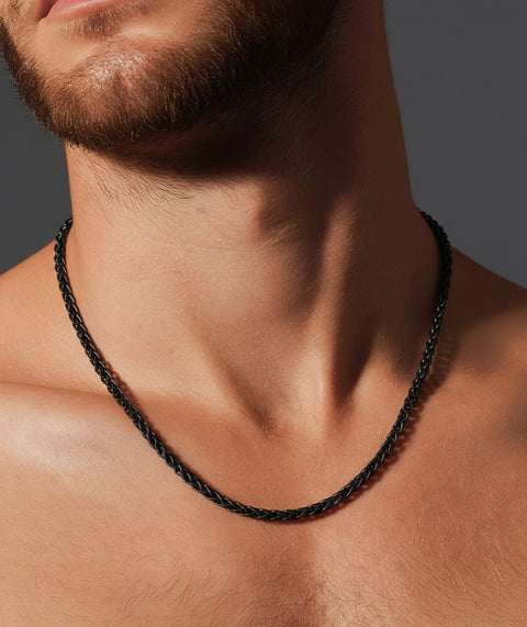 C550GM B.Tiff French Braid Gun Metal Chain Necklace