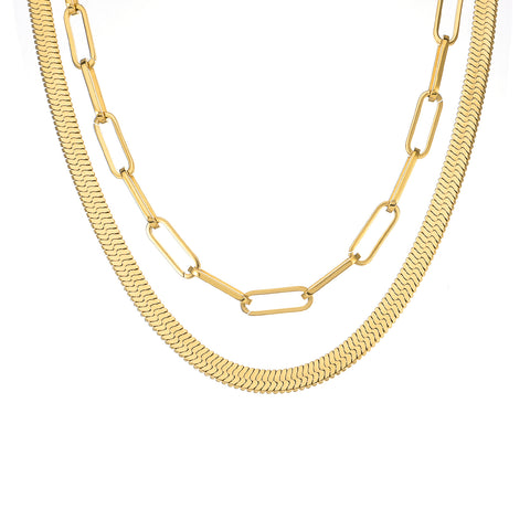 C860G B.Tiff "Jemma" Paperclip Flat Long Adjustable Link Gold Plated Necklace