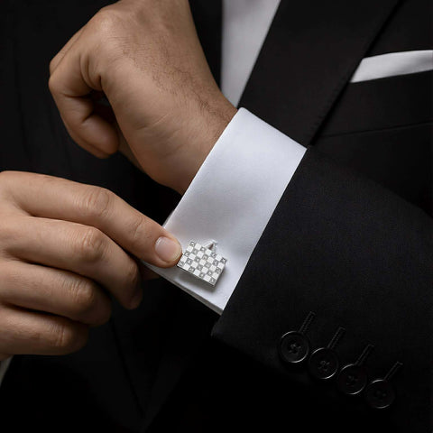 CF104W B.Tiff Pavé Trellis Cufflinks