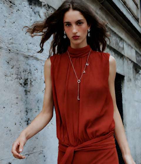 PTloveW B.Tiff Adjustable Love Lariat Chain Necklace