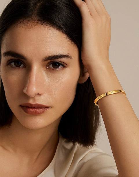 BG308GP B.Tiff 8-Stone High Polish Gold Bangle Bracelet