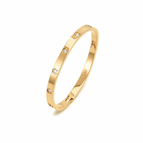 BG308GP B.Tiff 8-Stone High Polish Gold Bangle Bracelet
