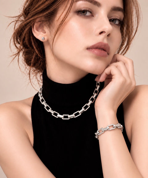 BG001W B.Tiff High Polish Edge Paperclip Link Bracelet