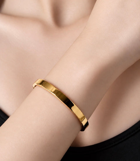 BG300GP B.Tiff Simplicity Narrow High Polish Gold Bangle Bracelet