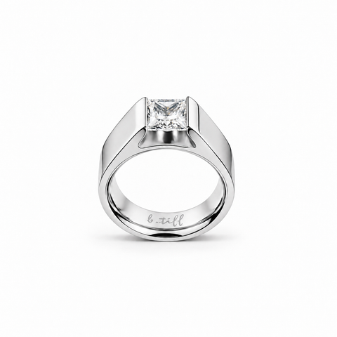 RG097W B.Tiff Tension 1 ct Princess Cut Tall Solitaire Ring