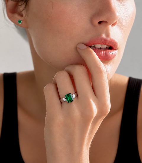 RG210GR B.Tiff 3 ct Green Emerald Cut Engagement Ring