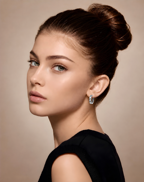 ER408W B.Tiff Pavé 16-Stone Hoop Earrings