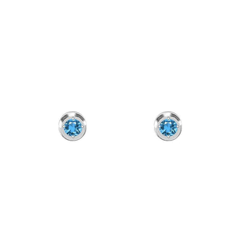 ER002WBL B.Tiff .05ct Blue Pavé Solitaire Stud Earrings