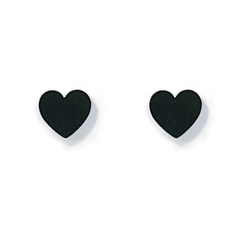 ER005B B.Tiff Black Heart Stud Earrings