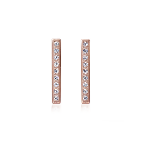 ER107RG B.Tiff Rose Gold 9-Stone Short Bar Earrings