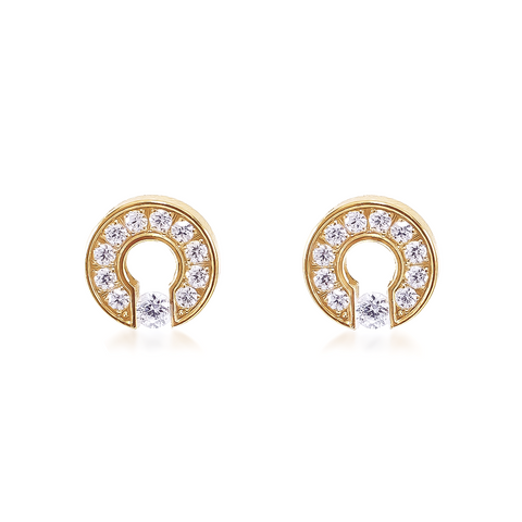 ER118G B.Tiff Gold Pavé Barrel Earrings