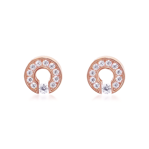 ER118RG B.Tiff Rose Gold Pavé Barrel Earrings