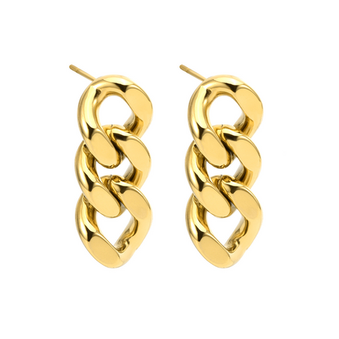 ER160G B.Tiff High Polish Gold Cuban Link Earrings