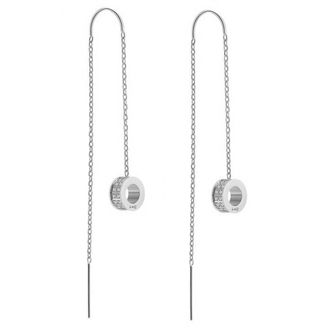 ER228W B.Tiff Thread Dangling Pavé Circle Earrings