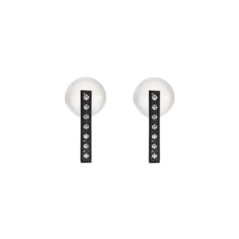 ER246B B.Tiff Black Pavé L-Bar Earrings