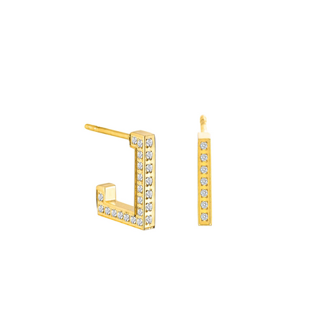 ER246G B.Tiff Gold Pavé L-Bar Earrings