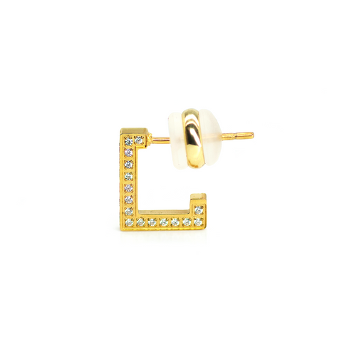 ER246G B.Tiff Gold Pavé L-Bar Earrings