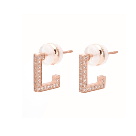 ER246RG B.Tiff Rose Gold Pavé L-Bar Earrings