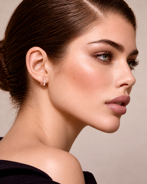 ER246RG B.Tiff Rose Gold Pavé L-Bar Earrings