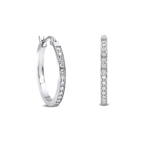 ER310W B.Tiff Pavé 28-Stone Classic Small Hoop Earrings