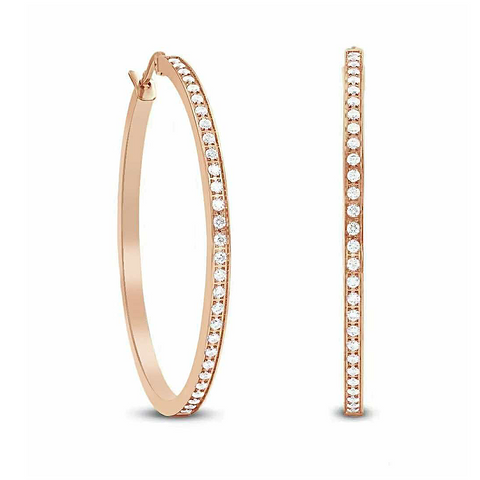 ER317RG B.Tiff Rose Gold Pavé 58-Stone Classic Large Hoop Earrings