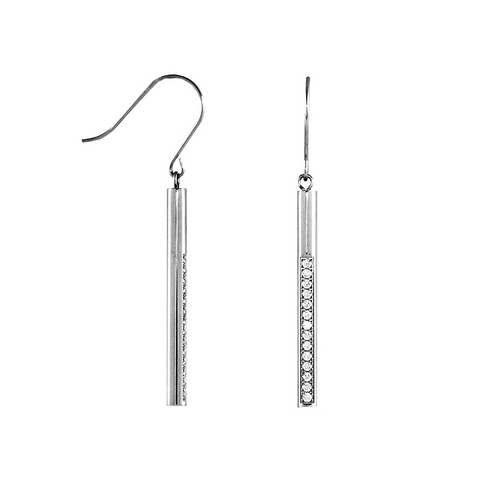 ER318W B.Tiff Pavé 14-Stone Dangling Bar Earrings