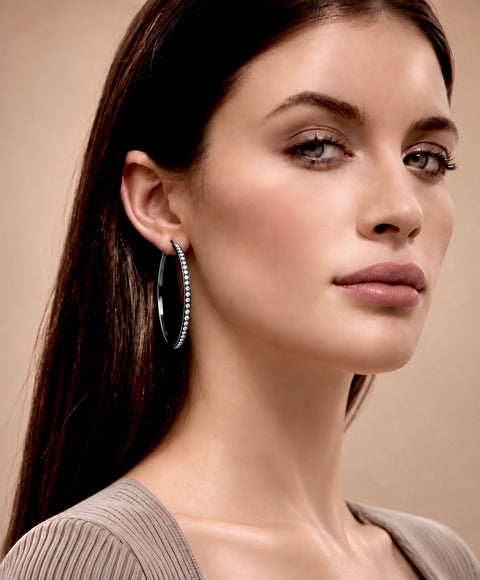 ER322B B.Tiff Black Pavé 146-Stone Big Hoop Earrings