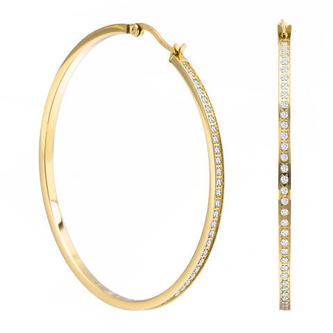 ER322G B.Tiff Gold Pavé 146-Stone Big Hoop Earrings