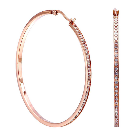 ER322RG B.Tiff Rose Gold Pavé 146-Stone Big Hoop Earrings